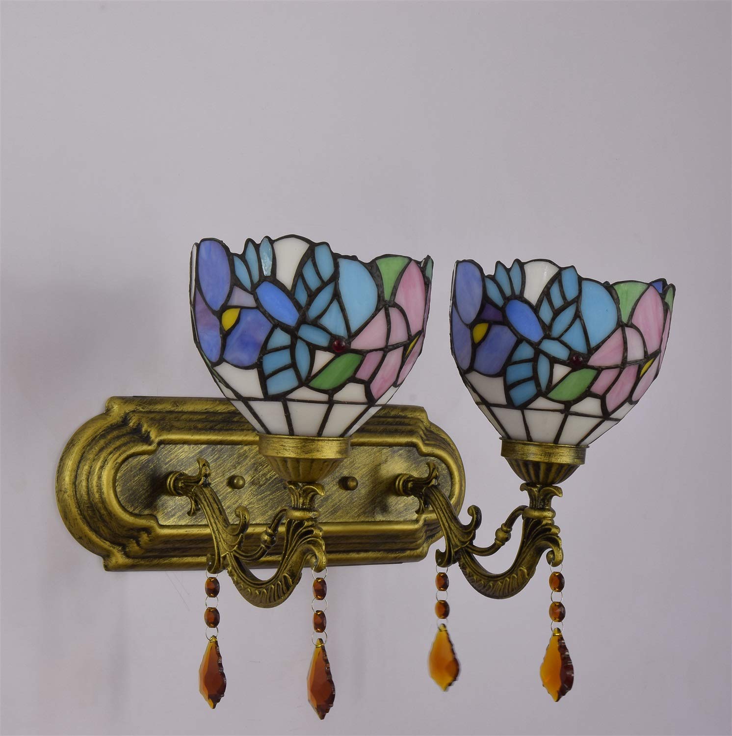 Amazon.co.jp : ガラス装飾壁ライト 英語牧歌的な寝室のベッドサイド